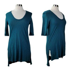Anthropologie Left Of Center T Shirt Dress Size XS Jersey Tunic Hi low Teal